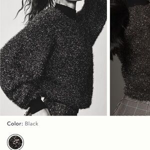 Anthropologie Maeve Black Sparkle Women’s Mock Neck Sweater